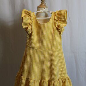 Janie and Jack Yellow Gingham Dress with Ruffle Sleeves Girls 6